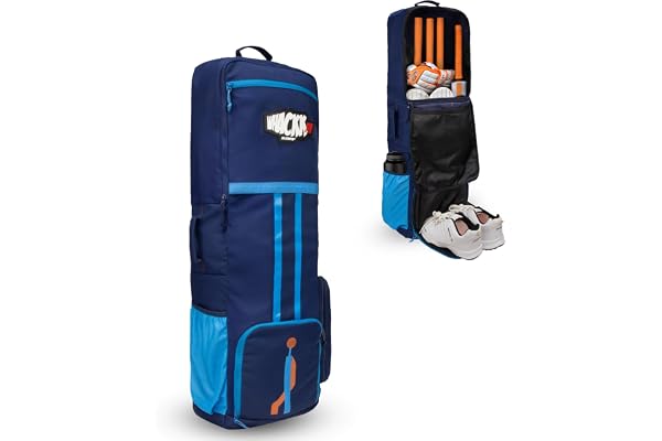WHACKK Cricket Bag Spacious Capacity Lightweight Dual Bottle Holders Front Pockets for Easy Organization Durable Cricket Kit Bag (Blue Orange)