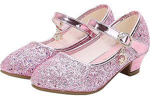 KANDEMY Mädchen Prinzessin Schuhe mit Absatz Festliche Glitzer Schuhe Kinder Stöckelschuhe für Geburtstag Hochzeit Halloween Karneval Fasching Ball Party 26-38