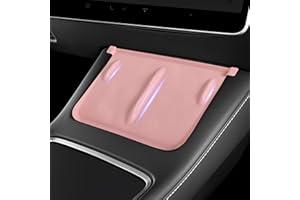 frani Wireless Charging Cover(Light Pink Carbon Fiber Texture) Designed for Tesla Model 3/Y 2021-2024,Tesla Center Console Cover Accessories for Model 3/Y(Not for Model 3 Highland 2024)