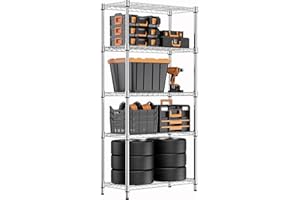 M MZG 1250 lbs Steel Heavy Duty 5-Tier Utility Shelving Unit Steel Organizer Wire Rack for Home,Kitchen,Office,Chrome 35 x 60 x 158.7 cm