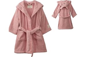 PandaHome Bademantel Kinder, Kinderbademantel für Jungen und Mädchen aus 100% Baumwolle, Morgenmantel mit Kapuze, Schnelltrocknend Weich Saugstark Bademäntel 400 g/m²