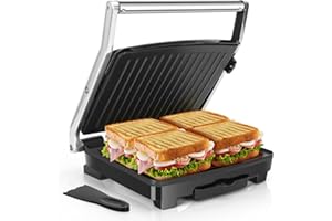 Aigostar Sandwich Toaster Toastie Maker, 2000W Large Fit Grill with Improved Non-Stick Coating, Panini Press and Sandwich Maker, Adjustable Temperature Control, Drip Tray, Spatula Included - Samuel