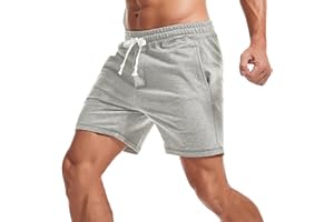 Amy Coulee Mens Sweat Shorts 5.5 Inch Workout Drawstring Cotton Casual Shorts with Pockets