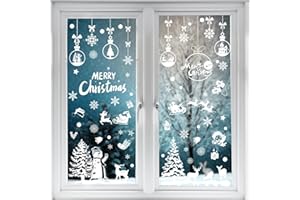 RHOMBA 9 Bögen Fensterbilder Weihnachten Selbstklebend Schneeflocken Fenstersticker Winter Weihnachtsdeko Fenster Fensterdeko Weihnachten Kinder Weihnachtsfensterbilder Dekoration für Fenster