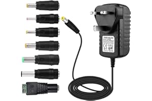 YUWLDD Power Supply Adapter 12V 2A 24W,Power Plug for Home Appliances,CCTV Camera,Yamaha keyboard,Routers,Hubs,LED strips,Telekom,T-Com,Speedport,Radiowecker,Scanner,Switch+7 Plugs