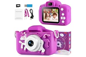 Youerls Birthday Gifts for Girls Kids Camera Children Digital Camera, Rechargeable Digital Camera for Girls Kids, 1080P HD Video Recorder 32GB SD Card/2 Inch IPS Screen (purple)
