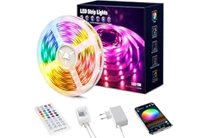 Beaeet Striscia LED 15 Metri, Luci LED 5050 RGB per Camera, con Telecomando a 40 Tasti e Controllo tramite APP Bluetooth, Ideale per Natale, Matrimoni e Feste (15m*1)