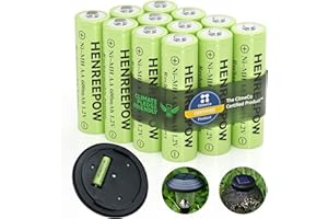 HENREEPOW Ni-MH AA Rechargeable Batteries, Double A Regular Capacity 1.2V Pre-Charged for Garden Solar Lights, String Lights and Other Everyday Electronic (Low Power) Devices. (AA-600mAh-12pack)