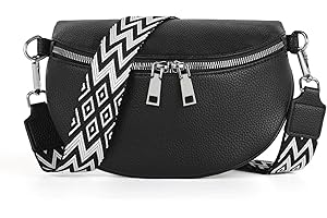 TANTOMI Umhängetasche Damen Bauchtasche Damen PU Leder, Crossbody Bag Damen Breiter Gurt, Damen-Umhängetaschen Bauchtasche Damen Stylisch, Gürteltasche Damen Elegante