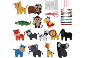 HWEEWANX Zestaw do szycia dla dzieci, filcowe zwierzęta leśne, zestaw do majsterkowania, zestaw do majsterkowania dla dzieci od 6 lat, zestaw startowy do filcowania z filcowymi zabawkami i akcesoriami, zestaw