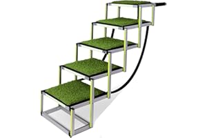 PRIORPET Auto Hundetreppe für kleine & große Hunde - Leuchtende Leitmarkierung - Gelenkschonende Hunderampe Auto Klappbar - Hunderampe nutzbar für Mittelklasse & SUV Wagen - 5-Stufen