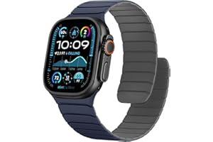 Sixmoat Magnetic Silicone Straps Compatible with Apple Watch 49mm 46mm 45mm 44mm 42mm, Sport Wristband for Men Women Compatible with iWatch Ultra3 2 1 SE Series 11 10 9 8 7 6 5 4 3, Dark Blue-Grey