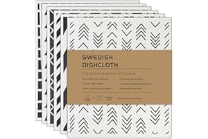 AlGuirnex Swedish Dishcloth Set of 6 - Reusable Dish Cloths 100% Biodegradable & Compostable Sponge Cloths, Food-Safe & Plastic-Free Kitchen Cloth Suitable for Any Surface (Geometric)