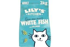 Lily's Kitchen Elaborado con Ingredientes Naturales alimento seco para Gatos Adultos Pescado Blanco con salmón Receta sin Cereales 2kg