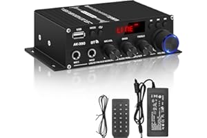 Romicta HiFi-Verstärker AK390, Mini Bluetooth Stereo-Audioverstärker Receiver 12V/ 220V 800W 2 Kanäle Endverstärker Soundverstärker w/UKW-Radio, SD/USB-Karteneingang, für Zuhause oder Auto