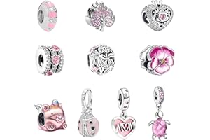 MLPKOI 10 Pezzi Charms per Bracciali, Charm Bead Ciondolo Donna, Compatibile con Braccialetti e Collane, Regalo di Gioielli Perfetto per Donne, Perfetto Regali per Mamma, Moglie, Ragazze e Adolescenti