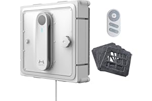 ‎HUTT HUTT W9 Fensterputzroboter mit 150ml Panorama-Tank (3800Pa Saugleistung, Kanten- und Hinderniserkennung, Für Glas, Fliesen, Wintergärten, Spiegel etc, 13 Sensoren, Sicherungsseil, 4X Reinigungstuch)