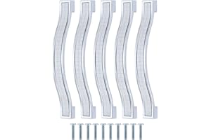 Psmgoods®, maniglie per cassetti e sportelli in stile europeo, in lega di zinco e strass di cristallo per armadio, credenza, mobili da cucina, Silver, 128MM-5PCS