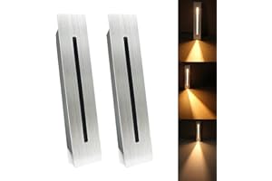 HAIXIN LED Encastré Escalier Lumière Étape Lumière 220 V Intérieur Coin Applique Murale Étape Décoration Lampe Couloir Escalier Lampe, 2 pièces, Blanc froid, Silver