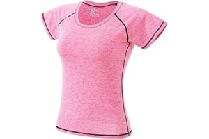 Barrageon Donna Sportiva Manica Corta Yoga Maglietta Running T-Shirt Maglie Palestra Fitness Allenamento Traspirante Confortevole