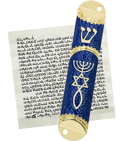 TALISMAN4U Set van 3 Jeruzalem Mezuzah Case met Scroll voor Deur Ster van David Tien Geboden Torah Kroon Zilverkleurig Blauw Emaille Israël Mezuza 9 cm/3,5 Inch TALISMAN4U Set van 3 Jeruzalem Mezuzah Case met Scroll voor Deur Ster van David Tien Geboden Torah Kroon Zilverkleurig Blauw Emaille Israël Mezuza 9 cm/3,5 Inch