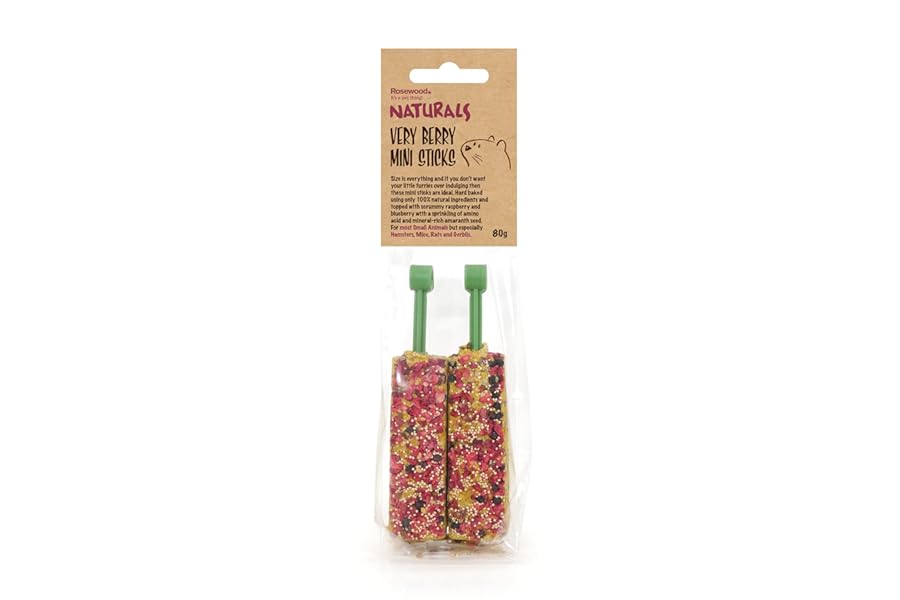Rosewood Naturals Very Berry Mini Sticks, Small Animal Treats for Hamsters, Gerbils, Mice and Rats, 80g