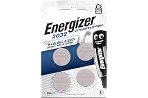 Energizer Ultimate Lithium - CR 2032 Knopfzelle 3V Batterien (4 Stück) - Weltweit erster 3 in 1 Kinderschutz Neuer Farbwarn-Technologie - Air Tag, Autoschlüssel, Fitnesstracker, medizinische Geräte