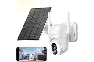 SEHMUA 2K Cámara Vigilancia WiFi Exterior Solar con Batería, 360° Cámara de Vigilancia Domicilio Exterior Sin Cables, Visión Nocturna en Color, Audio Bidireccional, Detección PIR, Cloud-1Piezas