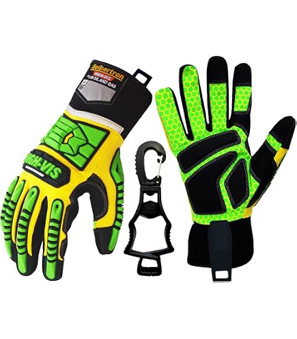 Rostaing Optipro Gant de Bricolage Jardinage, Manipulation Outils Vibrations, Absorbe les vibrations en Paume. Confort, Orange Noir, Taille 8 (M