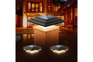 ‎KEFFLUM kefflum 2 Stück Solar Pfostenkappe 7x7 8x8 9x9 10x10 Pfostenkappen Licht Solar Pfostenleuchte, Zaunpfosten Lampe Solarlampe Außen Säulenlampe IP65 Wasserdicht für hölzerne Pfosten Zaun