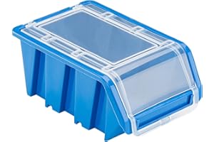 BOTLE Boîte de rangement empilable avec couvercle - 120 x 195 x 9 cm - Bleu - Boîtes empilables en plastique, bacs a bec, boites de rangement, boites au garage, containers de stockage