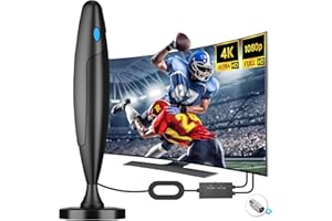 KEMOWI 2024 Top TV Aerial, Indoor TV Aerial with Strong Signal Booster(300+ Miles Signals) for Local Channels Freeview, Portable TV Antenna Support 4K 1080P HDTV with Magnetic Base & 16.4FT Coax Cable