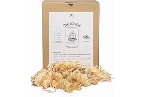 BELMIN riccioli accendifuoco naturali – accendifuoco ecologico con fiamma lunga 8–10 min – accendi camino sicuro e senza odori – Alternativa alla diavolina accendifuoco per barbecue, legna e carbone