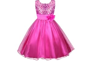 Discoball Girls Princess Dress Sequin Tulle Flower Pageant Birthday Party Wedding Bridesmaid Girl Dresses for 3-12 Years