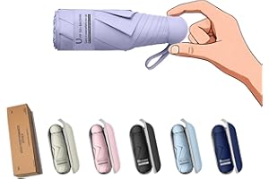BAODINI Mini parapluie de voyage pour sac à main avec étui Petit parapluie compact de poche léger avec protection contre les UV pour les femmes, les enfants et les hommes
