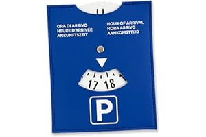 pubblimania Disque horaire Maxi Bleu Modèle Luxe pour utilisation toute l'Europe – Parking Heure d'arrivée. Similicuir souple Soft-Touch 10,5 x 13 cm (Disque horaire Similicuir Bleu)