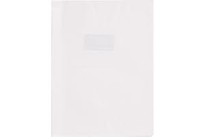 Calligraphe 72314AMZC Un Protège-Cahier Grain Cuir Blanc - A4 21x29,7 cm - 22/100ème avec Porte-Étiquette - PVC Opaque