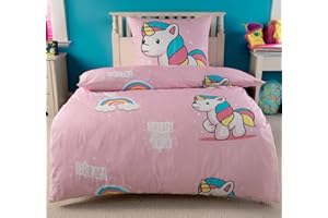 DreamHome Fein-Biber Bettwäsche 135x200 Baumwolle Biber, extra Flauschige Bettbezug, Einhorn Bettdecke, kuschelige Kinder Bettwäsche