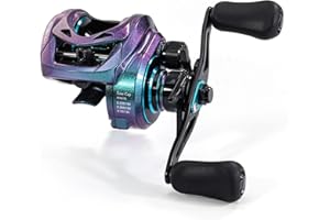 ‎SOUGAYILANG Sougayilang MAX Baitcasting Rolle 8.0:1 High Speed Gear Ratio Angelrolle 18LB Kohlefaser Drag Baitcaster Rollen mit magnetischem Bremssystem für Salzwasser Süßwasser Angeln