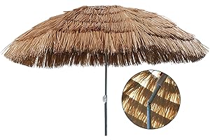 INDA-Exclusiv Hawaii Strandschirm Sonnenschirm Strand Schirm Sonnenschutz Gartenschirm Bastschirm Sonnenschutz knickbar Polyester Braun Ø1,6m