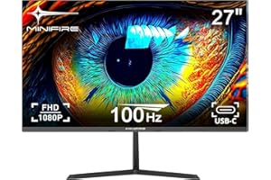 Minifire Monitor 27 pollici, 100 Hz, USB-C,FreeSync, pannello IPS, schermo PC Full HD, 1080p con porte HDMI (MF27X3AL)