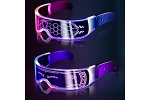 SILOM LED Visor Glasses, 2pcs LED Light Up Glasses Luminous Glasses LED Neon Glasses Party Flashing Glasses for Halloween Cosplay Bar Club Party Girl Boy Gift Party Glasses 7 Colors 5 Modes