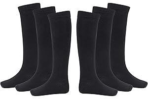 BAMU Back 2 School Unisex Kids Children 6 Pairs Knee High Plain Cotton Rich Socks