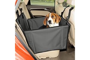 Wuglo Wyjątkowo Stabilny Fotelik Samochodowy dla Psa z Pasmem Bezpieczeństwa – Wodoodporny i Trwały Projekt na tylne siedzenie z 4 pasami mocującymi dla psów średnich i dużych do 18 kg