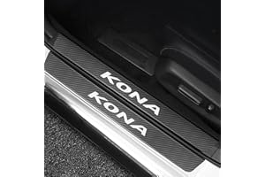 RIDGOEL 4 Stück Auto Einstiegsleisten Schutz für Hyundai Kona, Kohlefaser Automobile Türschweller Aufkleber Accessoires Auto Tür Schritt Platte Abdeckung Lackschutzfolie A