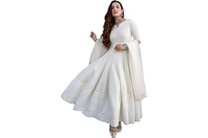 INDACORIFY Hndamale Chikankari Reine Baumwolle indisches festliches Kurti mit Dupatta-Set für Frauen