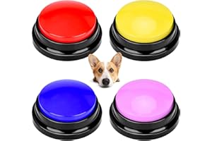 MINSHUXI 4 Piezas Botones Perros, Botones de Comunicación con Grabables, Zumbador Campana de Entrenamiento para Mascotas