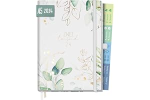 ‎HÄFFT Chäff Business-Timer Deluxe 2024 A5 [Blattgold] 1 Woche 2 Seiten | Terminplaner, Wochenplaner, Wochenkalender, Organizer, Terminkalender für perfektes Zeitmanagement | nachhaltig & klimaneutral