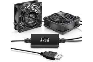 ZIWIJE Dual USB Cooling Fan 60mm with Speeds Control 5V Ball Bearing Mini USB Fan for Cooling Mini PC, TV Box, Router