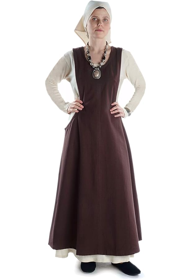 Hemad Vestido De Mujer Vikingo - Vestido De Algodón Medieval - Beige S-XXXL